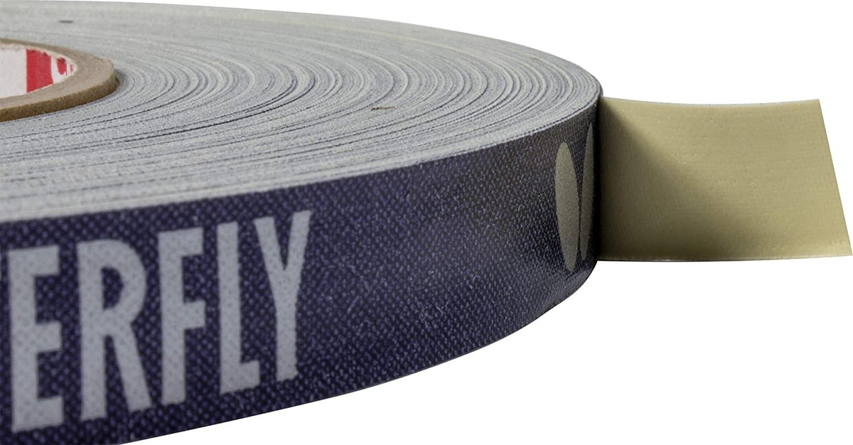 Butterfly Side Tape Butterfly Blue/Silver 12mm: Close-up of tape